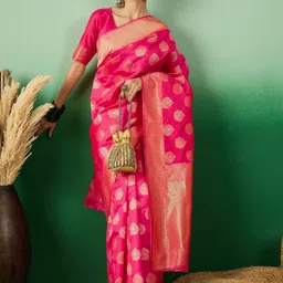 DEVATITHI Woven Design Zari Silk Blend Banarasi Saree-picture-37
