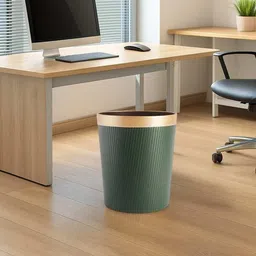 AARVI DECOR STUDIO Faux Leather Green Dustbin-picture-1