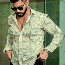 Foomer Standard Abstract Printed Spread Collar Casual Shirt image 2