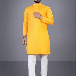 Attigo Yellow Cotton Blend Kurta Sets-picture-20