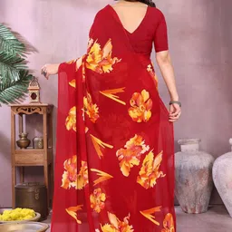 vj fashion Floral Printed Pure Georgette Saree with Blouse Piece image 5
