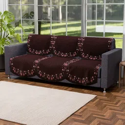 RUBOXA Brown & White Velvet Sofa Cover image 4