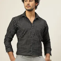 JADEBERRY Men Classic Slim Fit Grid Tattersall Checks Opaque Checked Casual Shirt-image-61