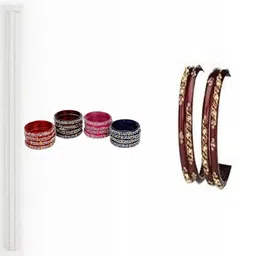 SOMIL Set Of 20 Pink Artificial Stones Studded Ethnic Bangles-image-4