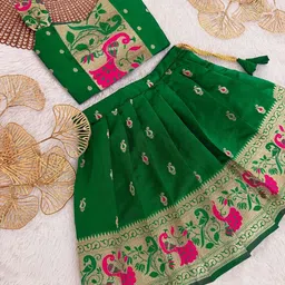 Sangria Infants Girls Woven Design Square Neck Flared Lehenga Choli-picture-16