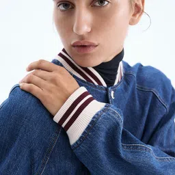 H&M Denim Bomber Jacket image 3