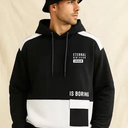 JUMPCUTS Men Colourblocked Hooded Sweatshirt-image-75