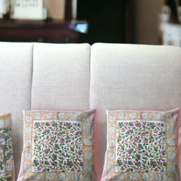 Fabric Venue White & Green Set of 2 Ethnic Motifs Square Cushion Covers image 3