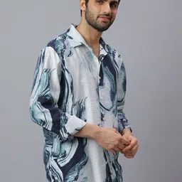NEON CHILLIE Abstract Printed Spread Collar Classic Slim Fit Cotton Shirt image 5