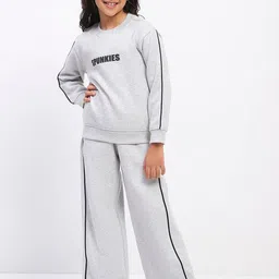 SPUNKIES Girls Round Neck Grey Long Sleeve Sweatshirt And Trouser Set-picture-47