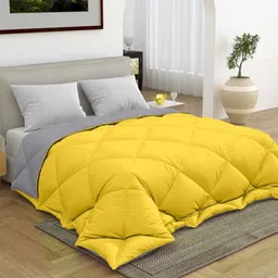 CHICERY Yellow & Grey Microfiber AC Room Single Bed Comforter-picture-33