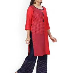 BAESD Girls Geometric Printed Round Neck Pure Cotton Kurta with Palazzos image 5