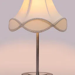 Devansh Off White Wood Traditional Bell Shaped Table Lamp-picture-31