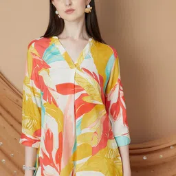 Melange by Lifestyle Women Printed Round Neck RegularTop-image-57