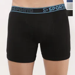 Sporto by Macho Pack Of 4 Outer Elasticated Trunks -Sprto_M1030-B1-Dnm1-G1-Olv1-S-picture-11