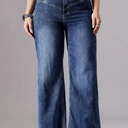 Miss Chase A+ Women Wide Leg High-Rise Light Fade Stretchable Jeans-picture-23