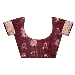 HERE&NOW Ethnic Motifs Zari Pure Linen Banarasi Saree image 5