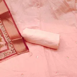 Blissta Floral Embroidered Unstitched Dress Material image 2