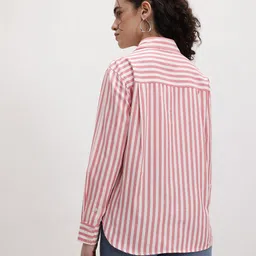 The Roadster Life Co. Vertical Striped Pure Cotton Shirt Style Top image 3