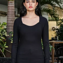 ONE SKY Ribbed Sweetheart Neck Knits Fitted Top-picture-38