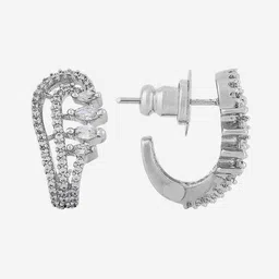 Kushal's Fashion Jewellery Rhodium-Plated Party Zircon Classic Half Hoop Earrings-picture-30