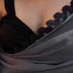 Tikhi Imli Beads and Stones Poly Chiffon Designer Saree image 5