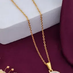 SZN Set Of 2 Gold-Plated Pearls Beaded Circular Shaped Pendent With Chain image 2