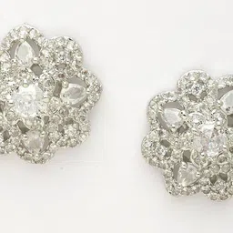 Anouk Silver-Plated American Diamond Studded Floral Studs image 2