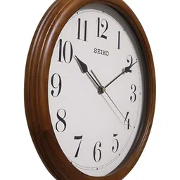 SEIKO Brown & White Round Shaped Contemporary Analogue Wood Wall Clock-picture-23