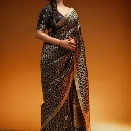 HERE&NOW Woven Design Banarasi Saree With Blouse Piece image 5