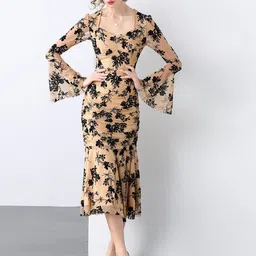 JC Collection Floral Print Sweetheart Neck Bell Sleeve Sheath Midi Dress-picture-18