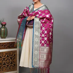 Exotic India Woven Design Art Silk Dupatta with Zari image 2