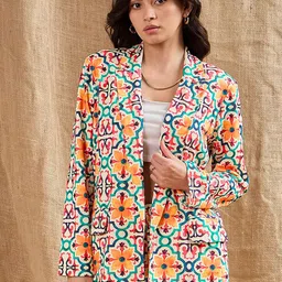 SASSAFRAS Geometrical Printed Open Front Blazer-picture-31
