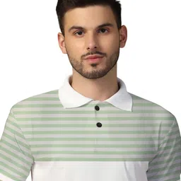 Blisstone Men Striped Polo Collar T-shirt image 2