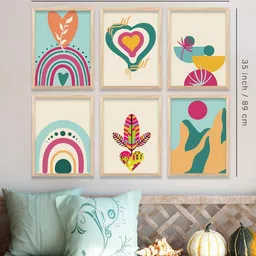 WALLLANE Brown 6 and more Piece Wood Abstract Wall Paintings image 5