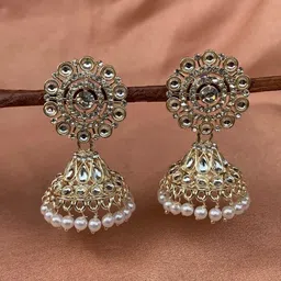 KALAVAATHI Multi Brass Kundan Drop Earrings image 2