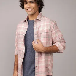 AMERICAN EAGLE OUTFITTERS Men Relaxed Fit Checked Spread Collar Pure Cotton Casual Shirt-image-3