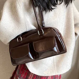 KPOP Women Solid Baguette Shoulder Bag-image-31