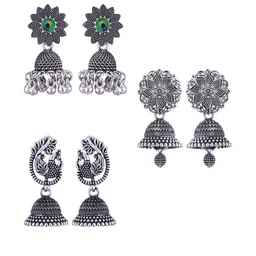 Sangria Silver-Plated Alloy Jhumkas-picture-12