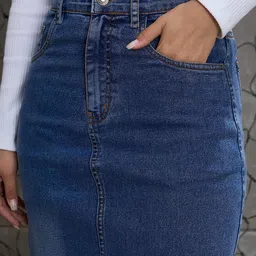 SASSAFRAS Denim A-Line Midi Skirts image 4