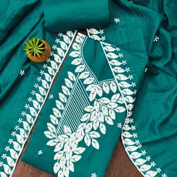 rangtulika ethnics Rangtulika Floral Embroidered Thread Work Unstitched Dress Material-picture-30