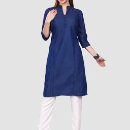 SK Creation Women Mandarin Collar Denim Kurta-picture-19