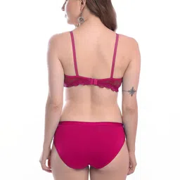 samvar Women Red,Pink Cotton Blend Bra Panty Set for Lingerie Set Undergarments Pack of 2 image 3