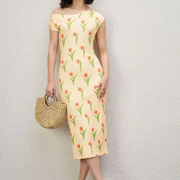 Kibo Floral Print Scuba Sheath Midi Dress-image-72