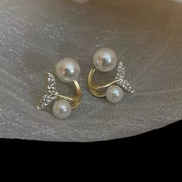 PolluxCraft Gold-Plated Pearls Studded Korean Contemporary Studs-picture-19