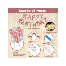 Bubble Trouble Rose Gold Happy Birthday Balloons & Banner Decorations image 1