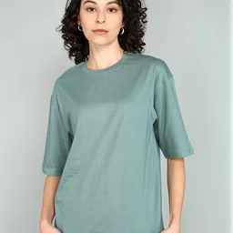 BEING WANTED Women Solid Drop-Shoulder Sleeves Round Neck T-shirt-picture-35