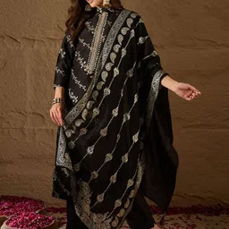 AHIKA Women Floral Printed Regular Kurta with Trousers & Dupatta image 2