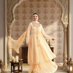 House of Pataudi Embroidered Panelled Jashn Kurta with Skirt & With Dupatta-picture-27