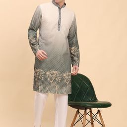 Pro-Ethic STYLE DEVELOPER Floral Mandarin Collar Sequinned Pure Cotton Kurta with Trouser-picture-19